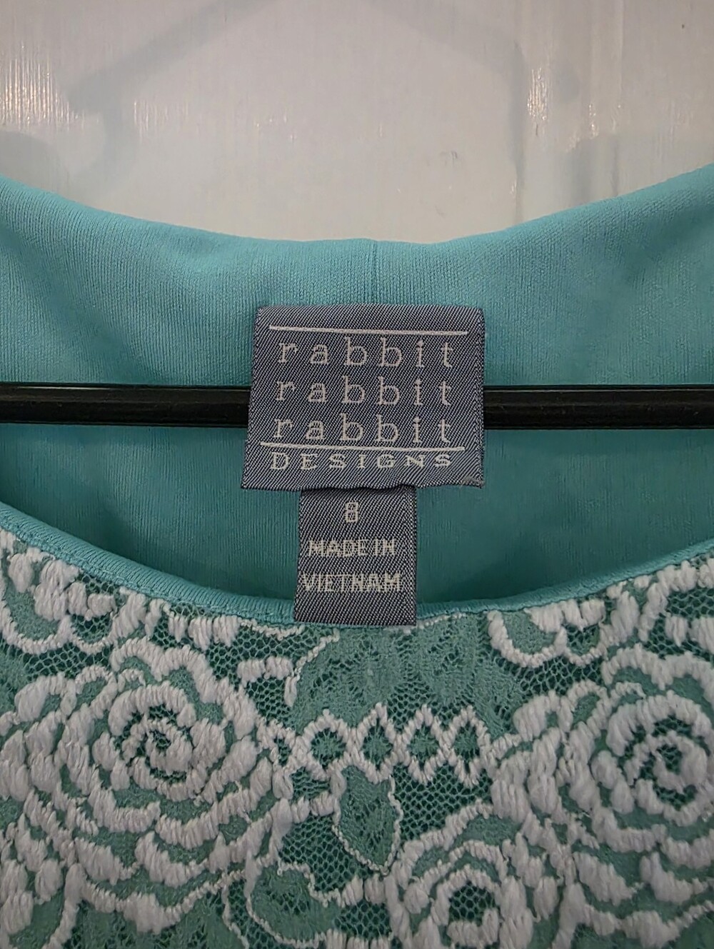 Rabbit Rabbit Rabbit Turquoise Dress with White Lace Overlay - Picture 2 of 4